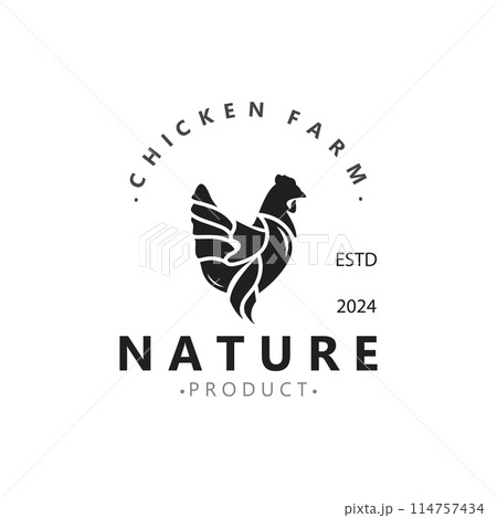 Chicken Farm logo design, animal icon for groceries, butcher shop, farmer market lifestock template 114757434