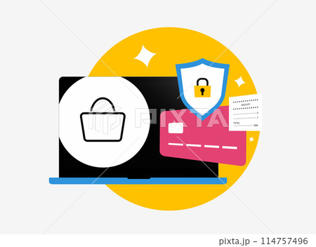Digital Payments in E-commerce concept. Online payments security risks. Cashless transactions security isolated vector illustration with icons on white background Digital Payments in E-commerce concept. Online payments security risks. Cashless transactions security isolated vector illustration with icons on white background 114757496