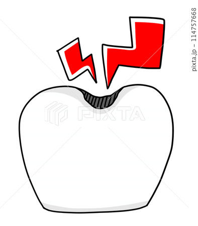 ゆるめシンプルな虫歯が痛む歯 ベタ塗り ゆるめシンプルな虫歯が痛む歯 ベタ塗り 114757668