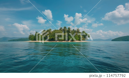 Small Island Amidst Vast Ocean 114757792
