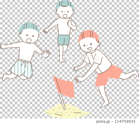 Children playing beach flags 114758035