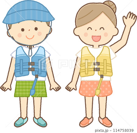 ライフジャケットをつけた子供 ライフジャケットをつけた子供 114758039