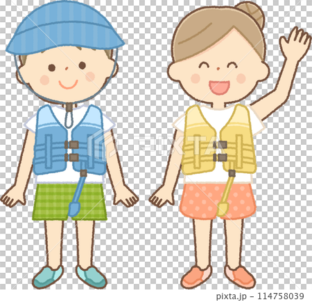 ライフジャケットをつけた子供 ライフジャケットをつけた子供 114758039