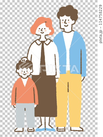 三口之家，父母把手放在兒子的頭上_color 114758229