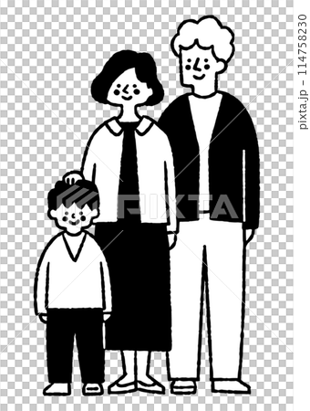 三口之家：父母把手放在兒子的頭上_2 114758230