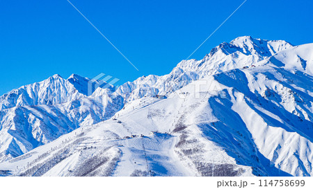 八方尾根と冬の北アルプス　後立山連峰 114758699