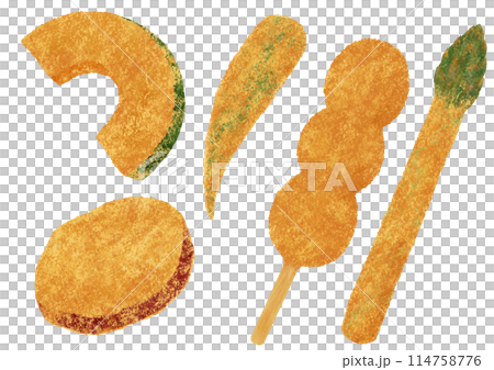 Illustration of various fried vegetables 114758776