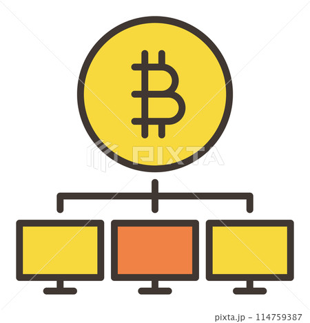 Computers and Bitcoin sign vector Decentralized Cryptocurrency colored icon or design element Computers and Bitcoin sign vector Decentralized Cryptocurrency colored icon or design element 114759387