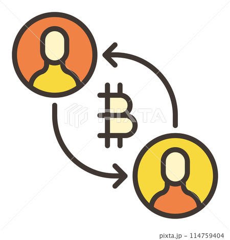 P2P Cryptocurrency Exchange vector Bitcoin Trading colored icon or design element 114759404