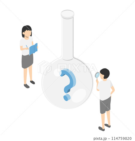 フラスコの中を観察する子供たち 114759820