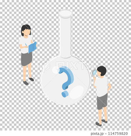 フラスコの中を観察する子供たち 114759820