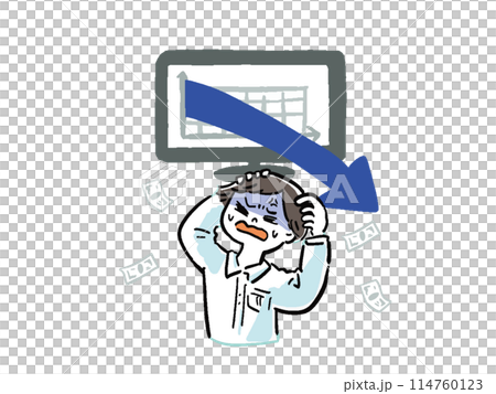 Falling grades Illustration of a man who fails in investment Falling grades Illustration of a man who fails in investment 114760123