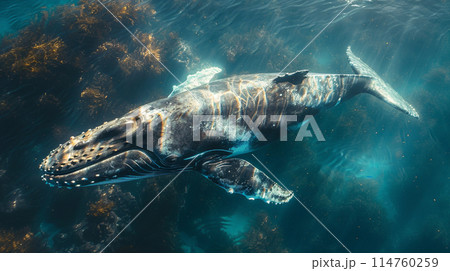 Whale in the ocean background. Whale in the ocean background. 114760259