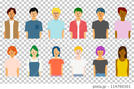 Set of young multinational people 114760301