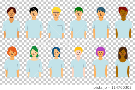 Set of young multinational people 114760302