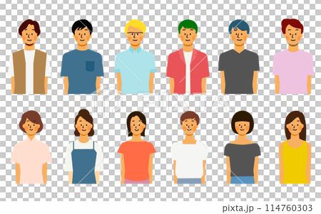 Set of smiling young people (upper body) Set of smiling young people (upper body) 114760303
