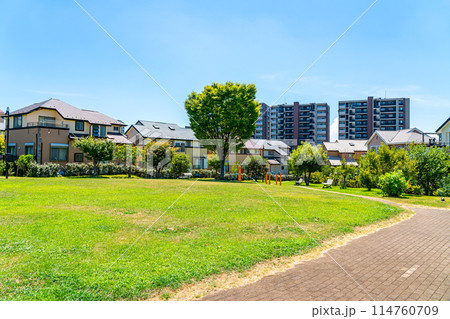 自然に恵まれた多摩ニュータウンの閑静な住宅街にある公園 自然に恵まれた多摩ニュータウンの閑静な住宅街にある公園 114760709