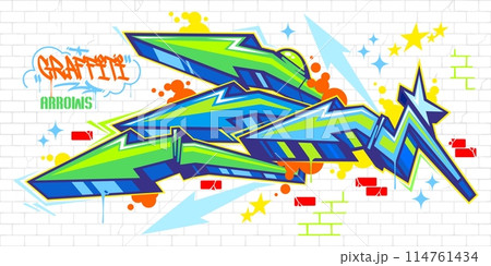 Cool Trendy Colorful Abstract Urban Street Art Graffiti Style Arrows Vector Illustration Template Cool Trendy Colorful Abstract Urban Street Art Graffiti Style Arrows Vector Illustration Template 114761434