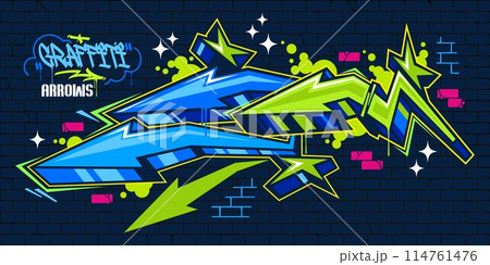 Trendy Colorful Abstract Urban Street Art Graffiti Style Arrows Vector Illustration Template Trendy Colorful Abstract Urban Street Art Graffiti Style Arrows Vector Illustration Template 114761476