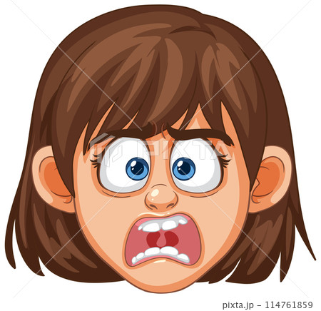 Shocked Cartoon Girl Expression 114761859
