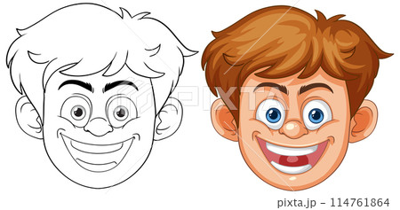 Happy Boy Cartoon Face 114761864