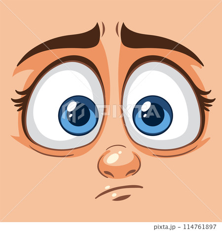 Surprised Cartoon Face Expression 114761897