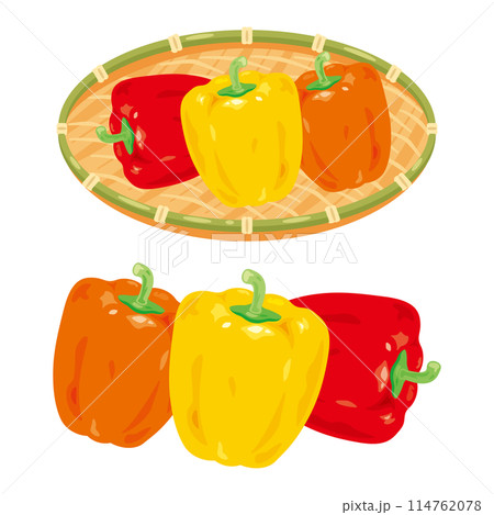 ザルに盛られたパプリカ ザルに盛られたパプリカ 114762078