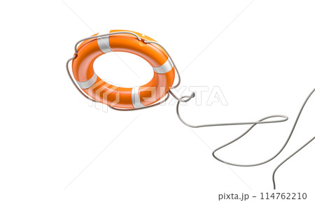 Orange lifebuoy isolated on transparent background 114762210