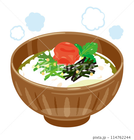 茶碗に盛られた梅茶漬け 114762244