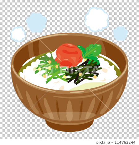 茶碗に盛られた梅茶漬け 114762244