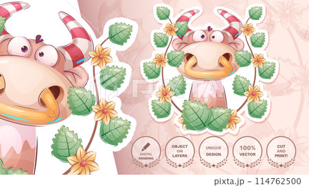 Cow Cartoon Character. Cute Amimal. Illustration for Kids 114762500
