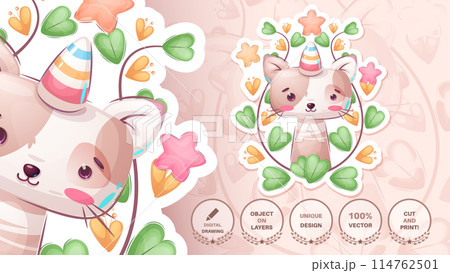 Caticorn Cartoon Character. Cute Amimal. Illustration for Kids 114762501