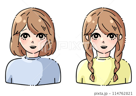 笑顔の女性のイラストセット 笑顔の女性のイラストセット 114762821