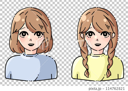 笑顔の女性のイラストセット 笑顔の女性のイラストセット 114762821