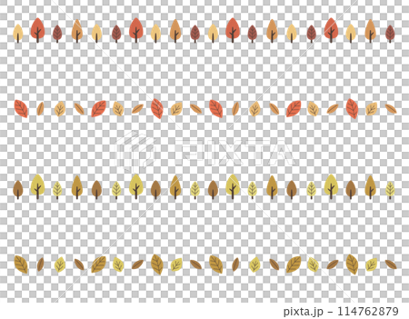 ポップな飾り罫・ライン（主線なし）：木・葉っぱ・秋・紅葉 114762879