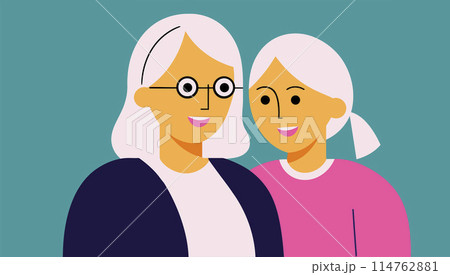 Hand drawn grandparents day illustration with grandma and grandchild 114762881