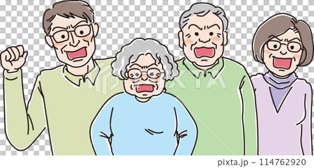 Print person illustration_angry facial expression_four angry elderly men and women 114762920