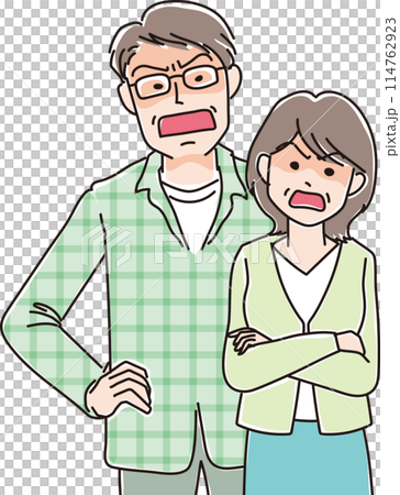 Character illustration_Angry facial expression_Middle-aged couple_Men and women in their 40s and 50s_Middle-aged Character illustration_Angry facial expression_Middle-aged couple_Men and women in their 40s and 50s_Middle-aged 114762923