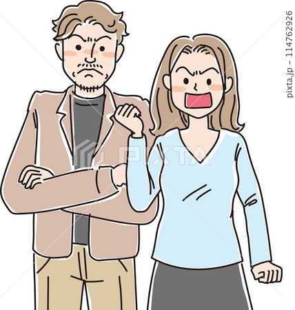 人物イラスト_怒った表情_若い夫婦_20代30代男女 人物イラスト_怒った表情_若い夫婦_20代30代男女 114762926