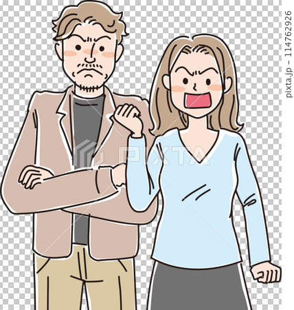 人物イラスト_怒った表情_若い夫婦_20代30代男女 人物イラスト_怒った表情_若い夫婦_20代30代男女 114762926