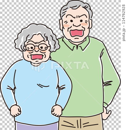 人物イラスト_怒った表情_高齢夫婦_60代70代80代高齢男女_おじいちゃん_おばあちゃん 人物イラスト_怒った表情_高齢夫婦_60代70代80代高齢男女_おじいちゃん_おばあちゃん 114762928