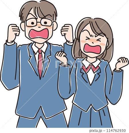 人物イラスト_怒った表情_学生男女_高校生男女_中学生男女 114762930