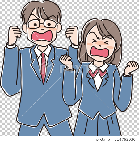 人物イラスト_怒った表情_学生男女_高校生男女_中学生男女 114762930