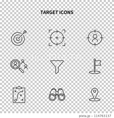 Simple icon set | Targets and goals Simple icon set | Targets and goals 114763137