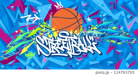 Trendy Hip Hop Urban Street Art Graffiti Style Streetball Or Basketball Illustration Background Art Trendy Hip Hop Urban Street Art Graffiti Style Streetball Or Basketball Illustration Background Art 114763705
