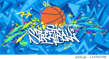 Trendy Hip Hop Urban Street Art Graffiti Style Streetball Or Basketball Illustration Background Art Trendy Hip Hop Urban Street Art Graffiti Style Streetball Or Basketball Illustration Background Art 114763706