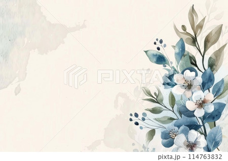 Elegant White Floral Watercolor Illustration on Soft Background Elegant White Floral Watercolor Illustration on Soft Background 114763832