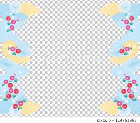 背景素材-和柄朝顔2022-14ベク 背景素材-和柄朝顔2022-14ベク 114763965