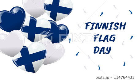 Finnish Flag Day. Banner with flags of Finland in the shape of a heart. Holiday illustration. Vector Finnish Flag Day. Banner with flags of Finland in the shape of a heart. Holiday illustration. Vector 114764433
