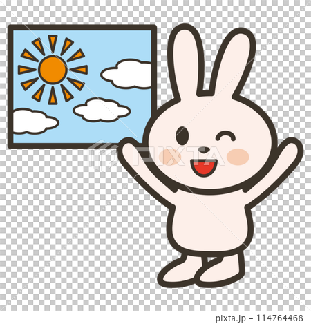 天気が良くて喜ぶうさぎさんのイラストのイラスト素材 [114764468] - PIXTA